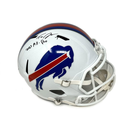 Taron Johnson Signed Buffalo Bills Full Size 2021 Speed Replica Helmet with 2023 All Pro Signed Full Size Helmets TSE Buffalo 