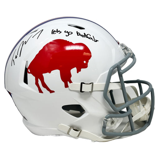Taron Johnson Signed Buffalo Bills Full Size Standing Buffalo Speed Replica Helmet with Let's Go Buffalo Signed Full Size Helmets TSE Buffalo 