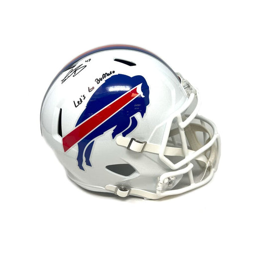 Terrel Bernard Signed Buffalo Bills Full Size 2021 Speed Replica Helmet with Let's Go Buffalo Signed Full Size Helmets TSE Buffalo 