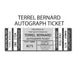 AUTOGRAPH TICKET: Get Your Premium Item Signed in Person by Terrel Bernard PRE-SALE TSE Buffalo 