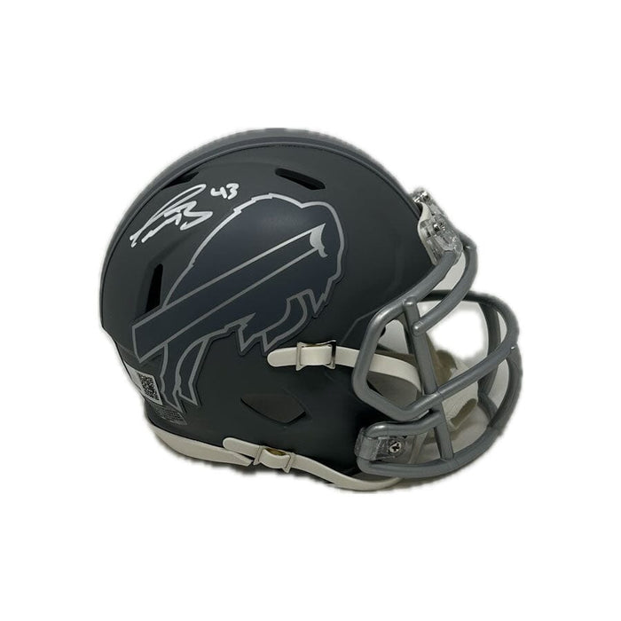 Terrel Bernard Signed Buffalo Bills SLATE Mini Helmet Signed Mini Helmets TSE Buffalo 