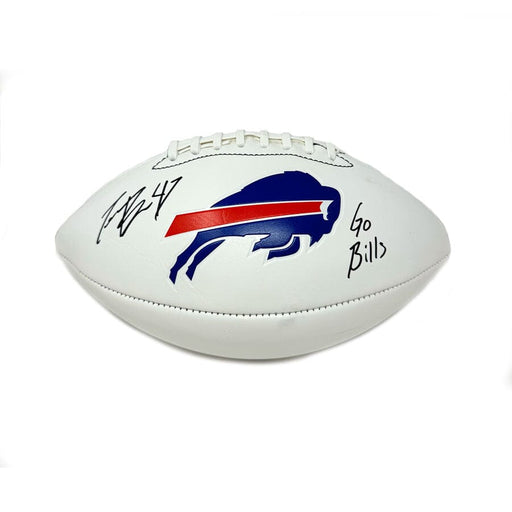 Christian Benford Signed Buffalo Bills White Logo Football with "Go Bills" Signed Footballs TSE Buffalo 