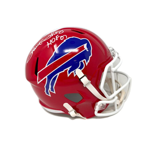 Thurman Thomas Signed Buffalo Bills Full Size Red TB Speed Replica Helmet with "HOF 07" Signed Full Size Helmets TSE Buffalo 