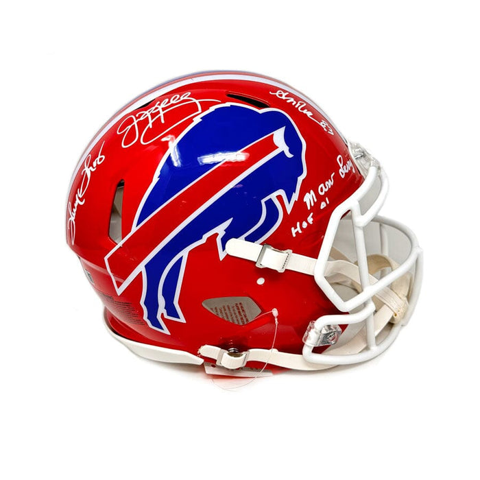 K-Gun Offense Signed Buffalo Bills Full Size Red Throwback Speed Authentic Helmet Signed Helmets TSE Buffalo 