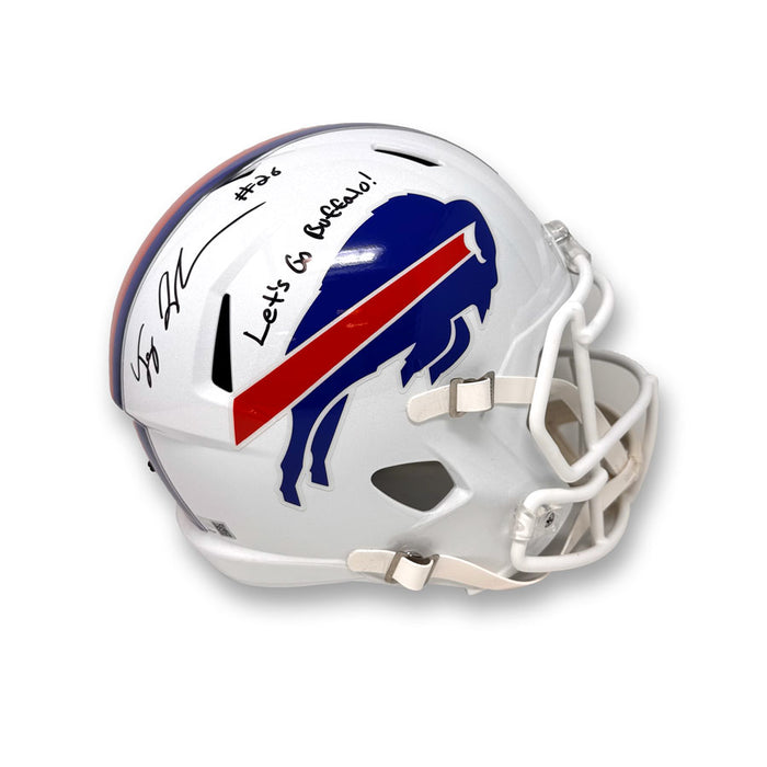 Ty Johnson Signed Buffalo Bills 2021 Full Size Speed Helmet with Let's Go Buffalo