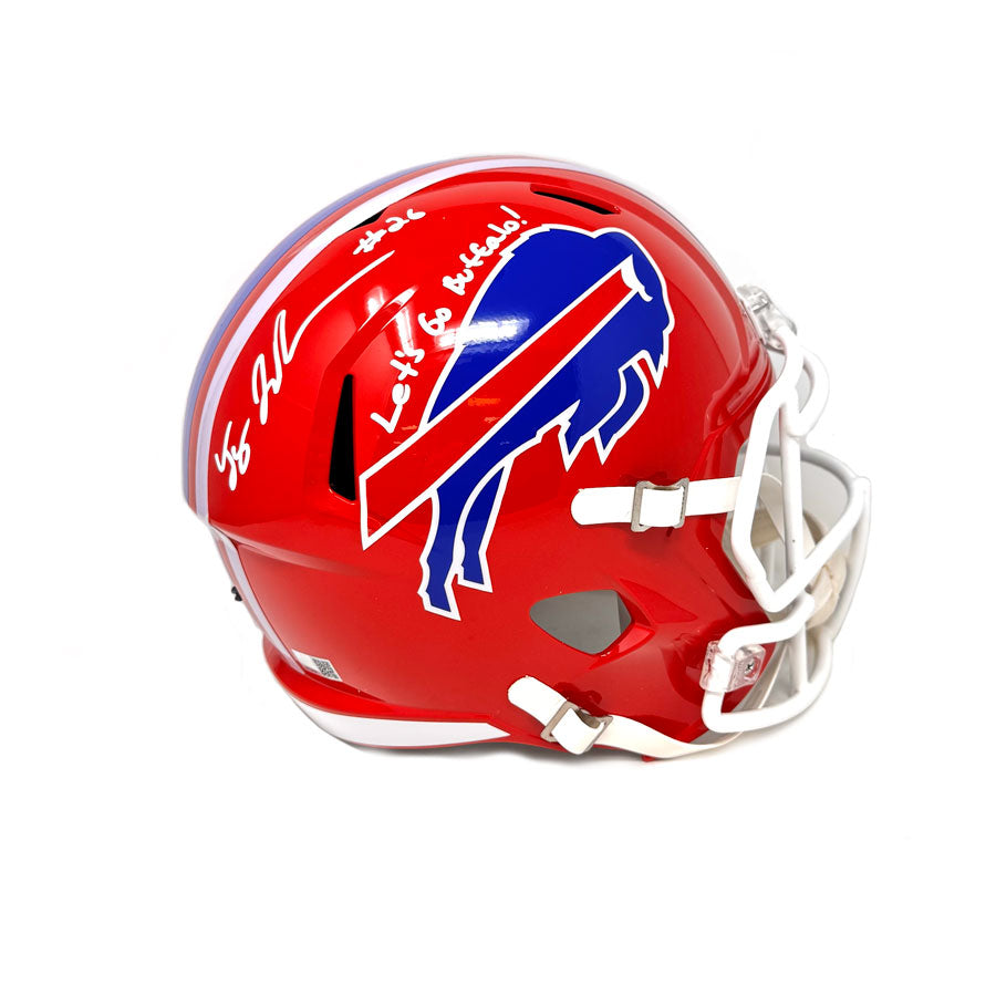 Ty Johnson Signed Buffalo Bills Red TB Full Size Speed Helmet with Let ...