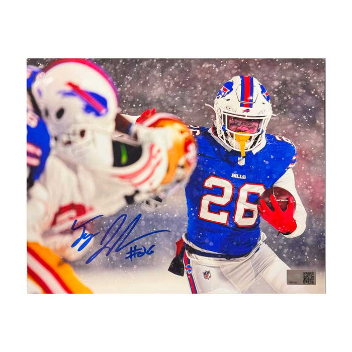 Ty Johnson Signed Running in the Snow Photo