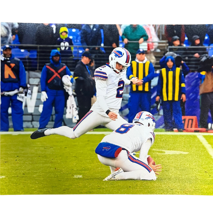 Tyler Bass About To Kick In White Unsigned 8x10 Photo