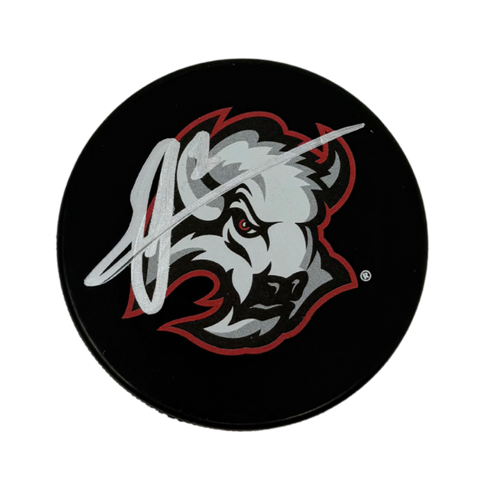 Ukko-Pekka Luukkonen Signed Buffalo Sabres Large Logo Goathead Puck