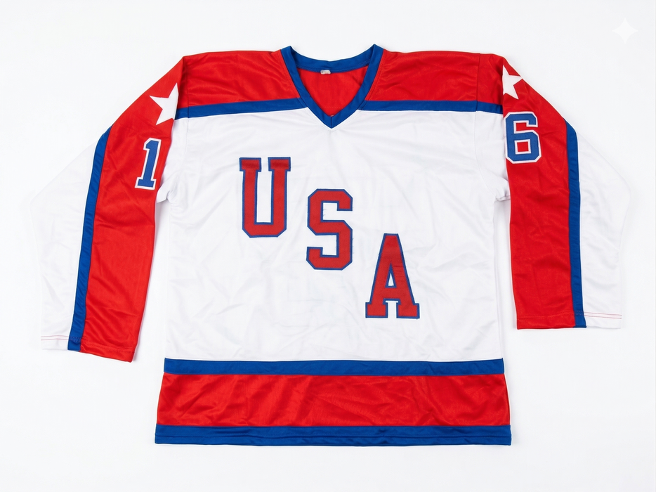 PRE-SALE: Pat LaFontaine Signed Pro-Style White Team USA Hockey Jersey