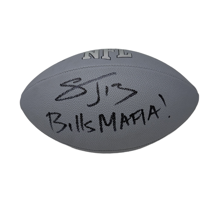 Stevie Johnson Signed Grey Wilson Replica Football with Bills Mafia