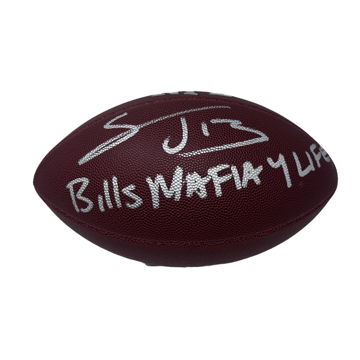 Stevie Johnson Signed Wilson Replica Football with Bills Mafia 4 Life