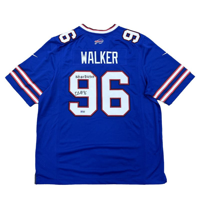 Deone Walker Signed Buffalo Bills Nike Authentic Blue Stitched Jersey with “Let’s Go Buffalo”
