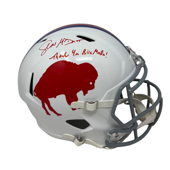 Sean McDermott Signed Buffalo Bills Full Size Standing Buffalo Speed Replica Helmet with "Thank you Bills Mafia"
