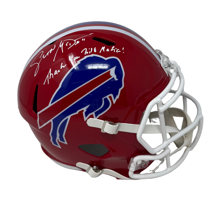 Sean McDermott Signed Buffalo Bills Full Size Red Throwback Speed Replica Helmet with "Thank you Bills Mafia"