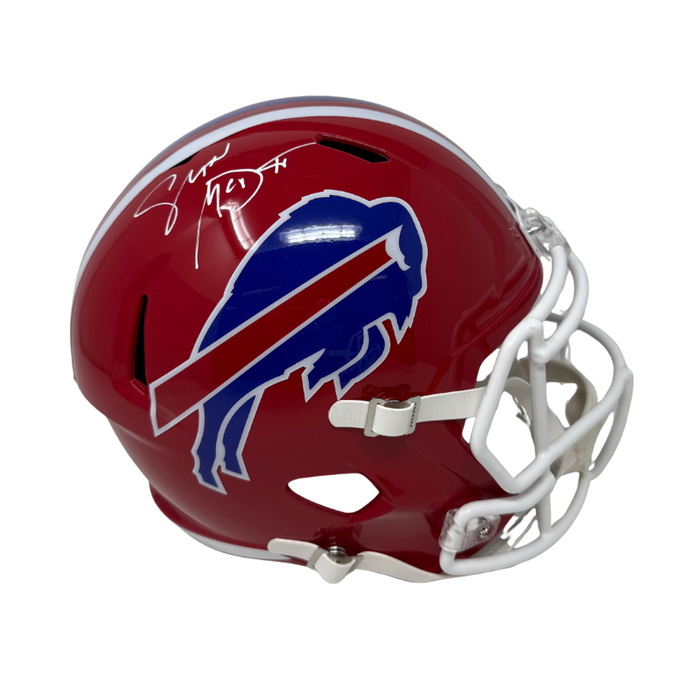Sean McDermott Signed Buffalo Bills Full Size Red Throwback Speed Replica Helmet