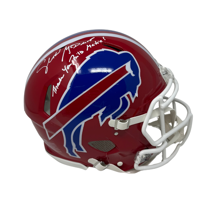 Sean McDermott Signed Buffalo Bills Full Size Red Throwback Speed Authentic Helmet with "Thank you Bills Mafia"