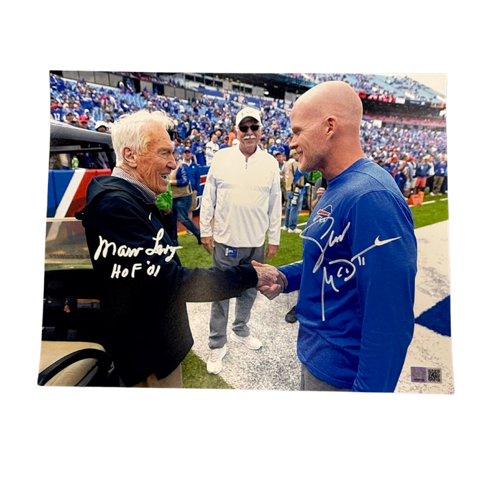 Sean McDermott and Marv Levy Dual Signed Shaking Hands Photo