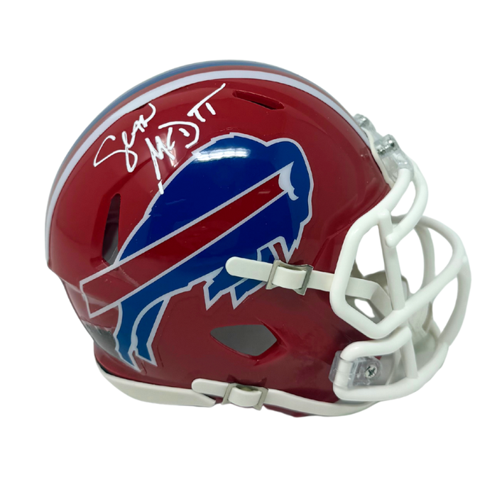 Sean McDermott Signed Buffalo Bills Red Throwback Speed Mini Helmet