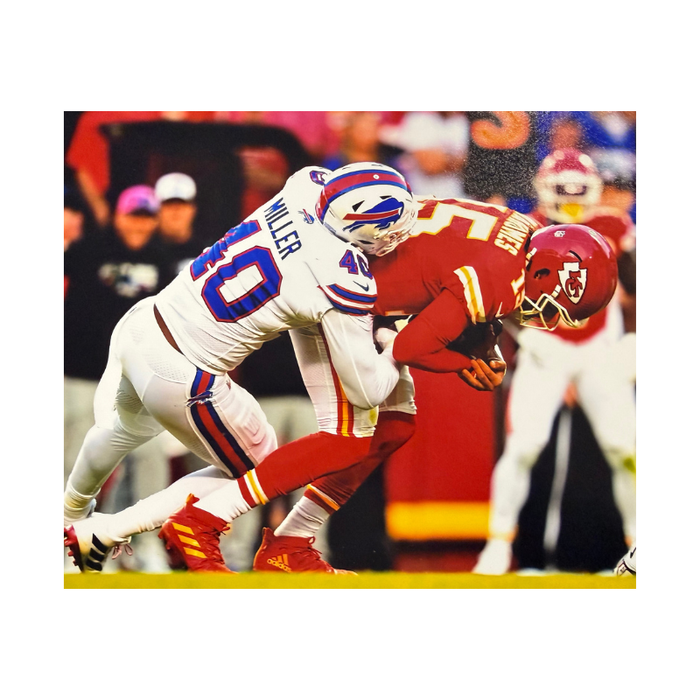 Von Miller Unsigned Sacking Mahomes 8x10 Photo