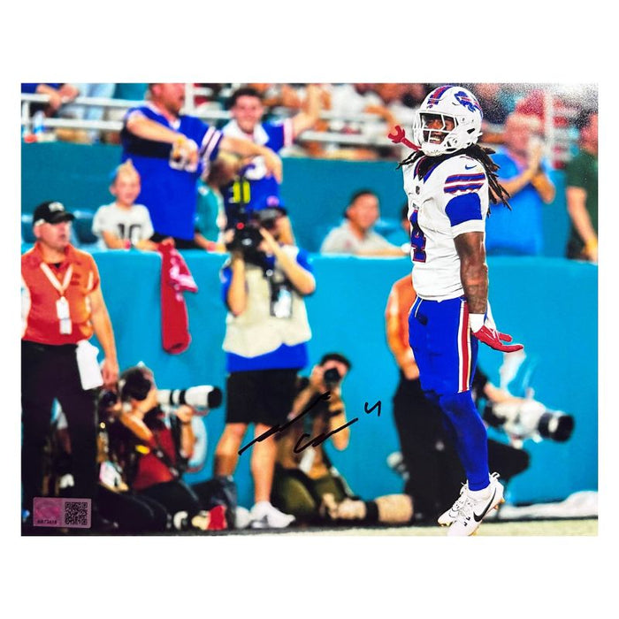 James Cook Signed Jumping in End Zone vs Miami Photo
