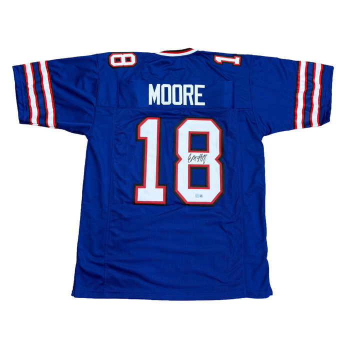 Elijah Moore Autographed Pro-Style Blue Football Jersey