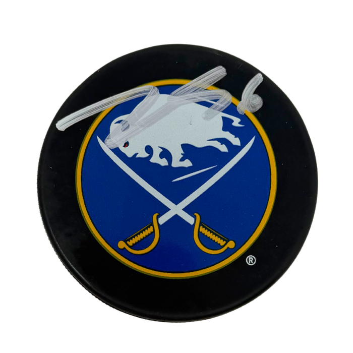 Zach Benson Signed Buffalo Sabres Large Logo Hockey Puck
