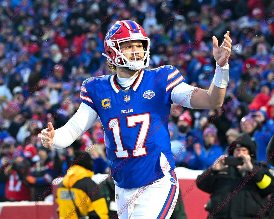 PRE-SALE: Josh Allen Signed Arms Out in Throwback Jersey Photo