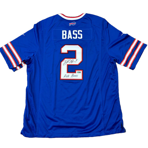 Tyler Bass Signed Buffalo Bills Blue Nike Authentic Stitched Jersey with "Kick Bass" Signed Jerseys TSE Buffalo 