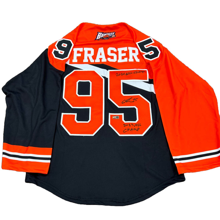 Chase Fraser Signed Buffalo Bandits ProJoy Jersey with 2023 and 2024 NLL Champs Signed Jerseys TSE Buffalo 