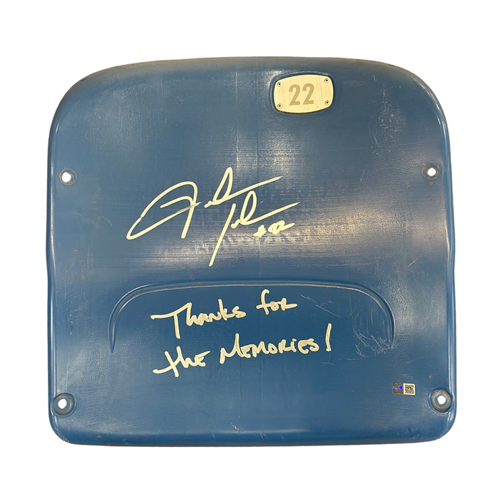 Fred Jackson Autographed Authentic Highmark Stadium Blue Seatback with "Thanks For The Memories"