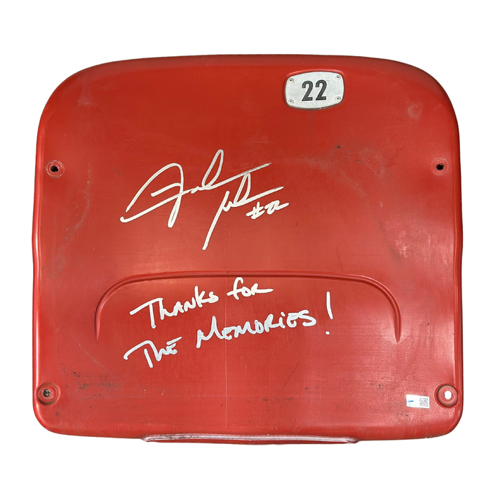 Fred Jackson Autographed Authentic Highmark Stadium Red Seatback with "Thanks For The Memories"