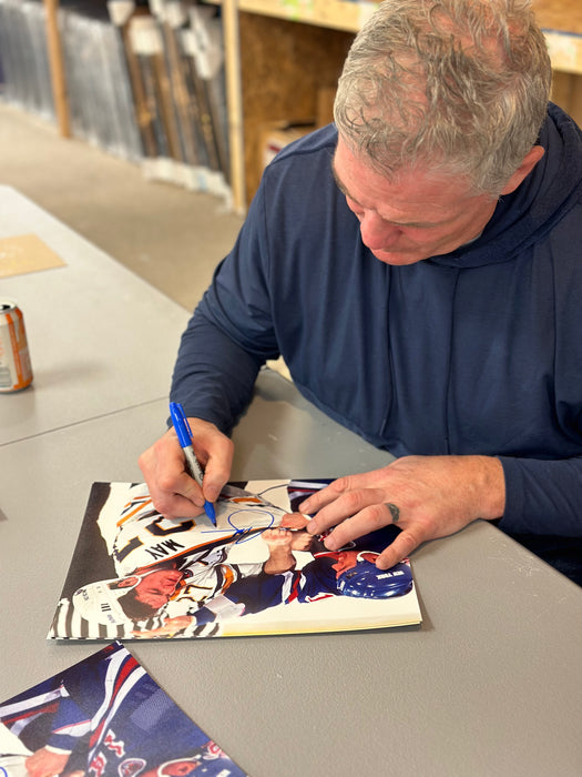 Brad May Signed Buffalo Sabres Fighting vs Rangers Photo