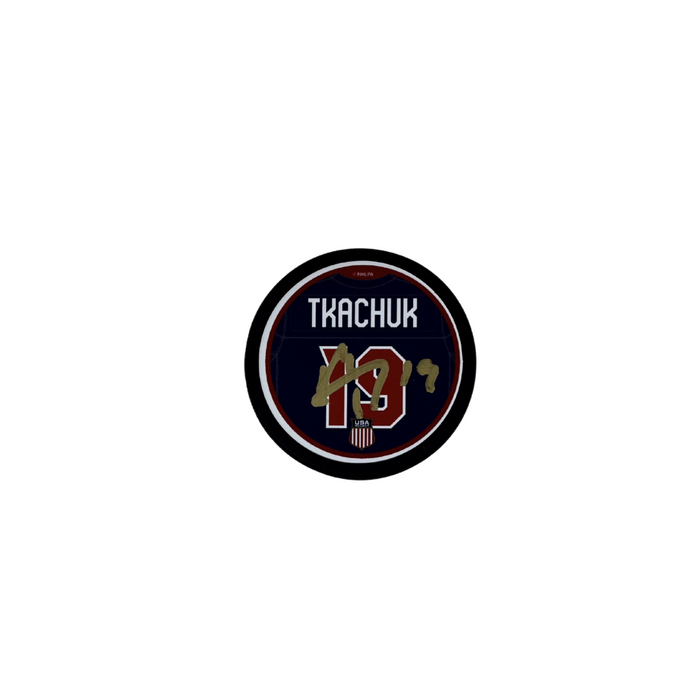 Matthew Tkachuk Signed Jersey Team USA Hockey Puck