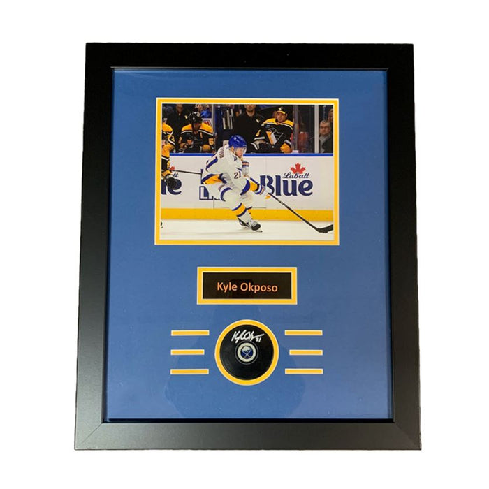 Kyle Okposo Signed Puck + Unsigned 8x10 Photo- Professionally Framed Signed Hockey Photo TSE Framed 
