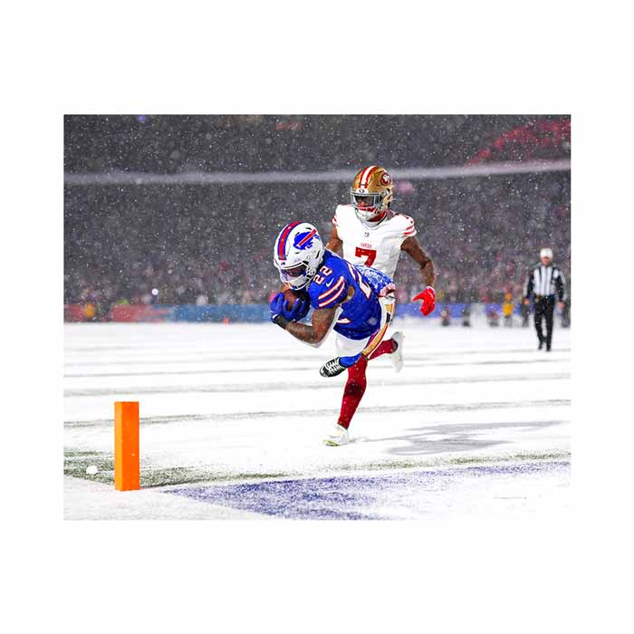 PRE-SALE: Ray Davis Signed Snow Dive TD Vs. 49ers Photo