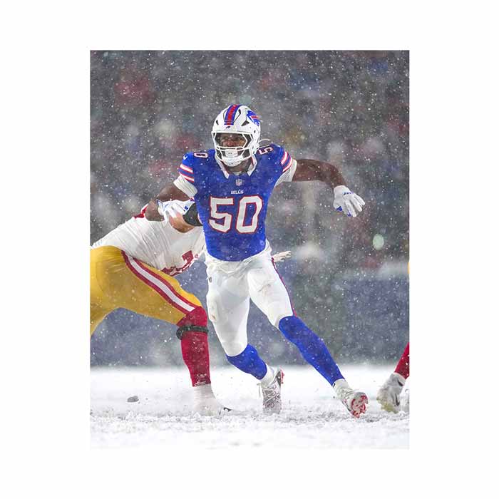 PRE-SALE: Greg Rousseau Signed Rushing in Snow Photo