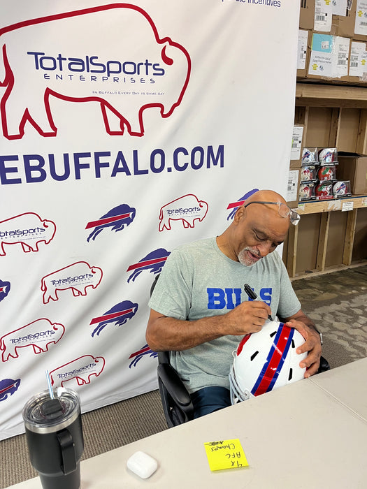 Darryl Talley Signed Buffalo Bills Full Standing Buffalo Speed Replica Helmet with "4X AFC Champs"