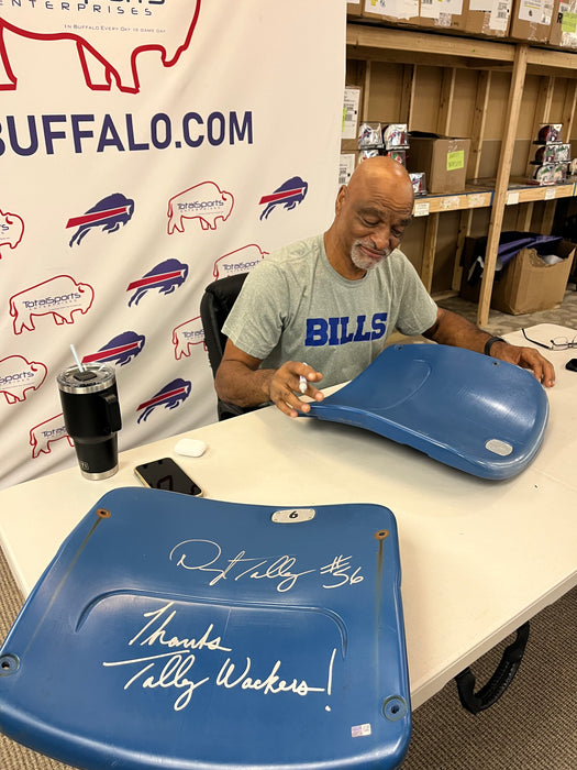 Darryl Talley Autographed Authentic Highmark Stadium Blue Seatback with "Thanks Talley Whackers"
