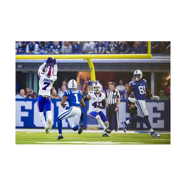 PRE-SALE: Taron Johnson Signed Pick 6 Vs Colts in the Air Photo PRE-SALE TSE Buffalo 