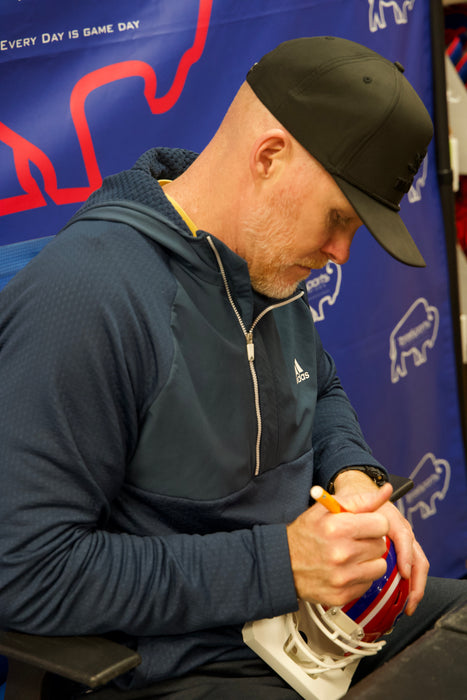 Sean McDermott Signed Buffalo Bills Red Throwback Speed Mini Helmet