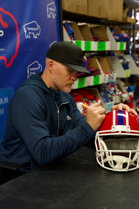 Sean McDermott Signed Buffalo Bills Full Size Red Throwback Speed Replica Helmet