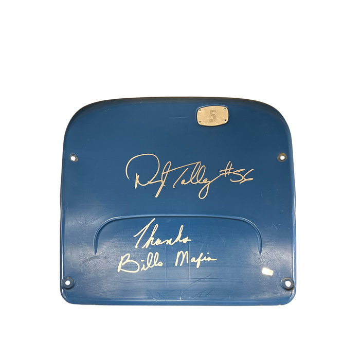 Darryl Talley Autographed Authentic Highmark Stadium Blue Seatback with "Thanks Bills Mafia"