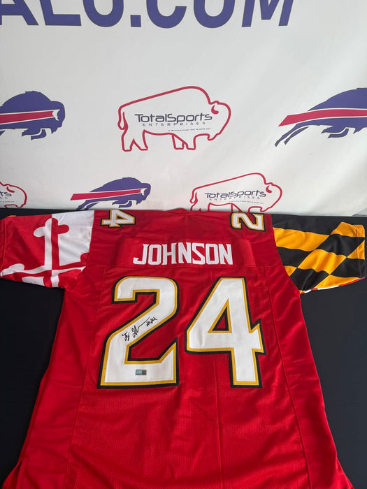 Facebook Auction: Ty Johnson Red Custom College Jersey