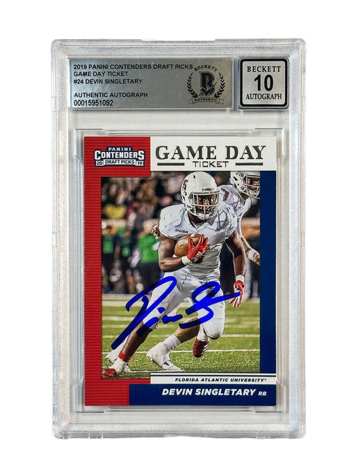 Devin Singletary Signed 2019 Panini Contenders Draft Picks Game Day Ticket Slabbed Card - 10 Mint Signed Cards TSE Buffalo 