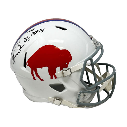 Andre Reed Signed Buffalo Bills Full Size Standing Buffalo Speed Replica Helmet with HOF 14 Signed Helmets TSE Buffalo 