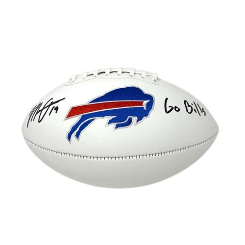 Matt Araiza Signed Buffalo Bills White Logo Football with Go Bills Signed Mini Helmets TSE Buffalo 