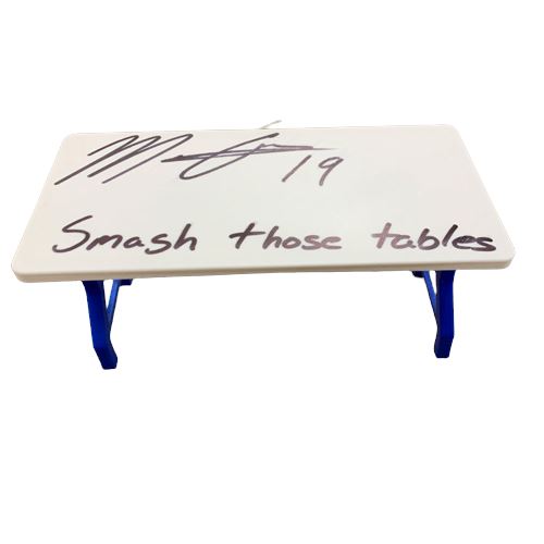 Matt Araiza Signed Mini Table with Smash Those Tables Signed Mini Table TSE Buffalo 