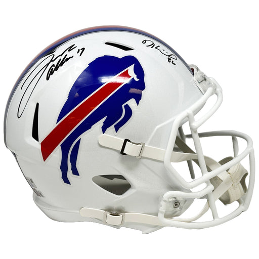Dalton Kincaid and Josh Allen Dual Signed Buffalo Bills Full Size 2021 Speed Replica Helmet Signed Full Size Helmets TSE Buffalo 
