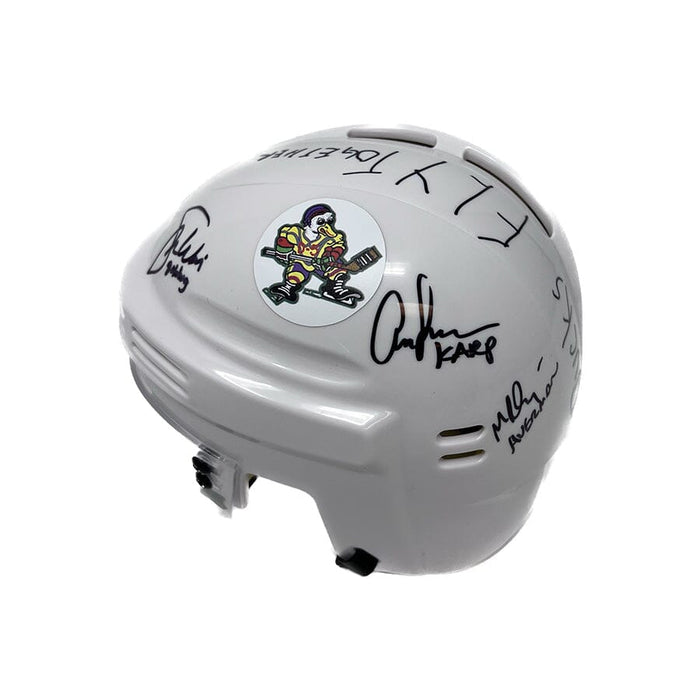 Mighty Ducks Cast Signed Mini Hockey Helmet with "Ducks Fly Together" Signed Hockey Mini Helmet TSE Buffalo 